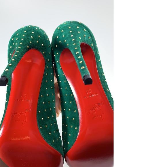Pigalle Follies Studded Canopee Green 100mm Pumps Heels D801 - Picture 6 of 12